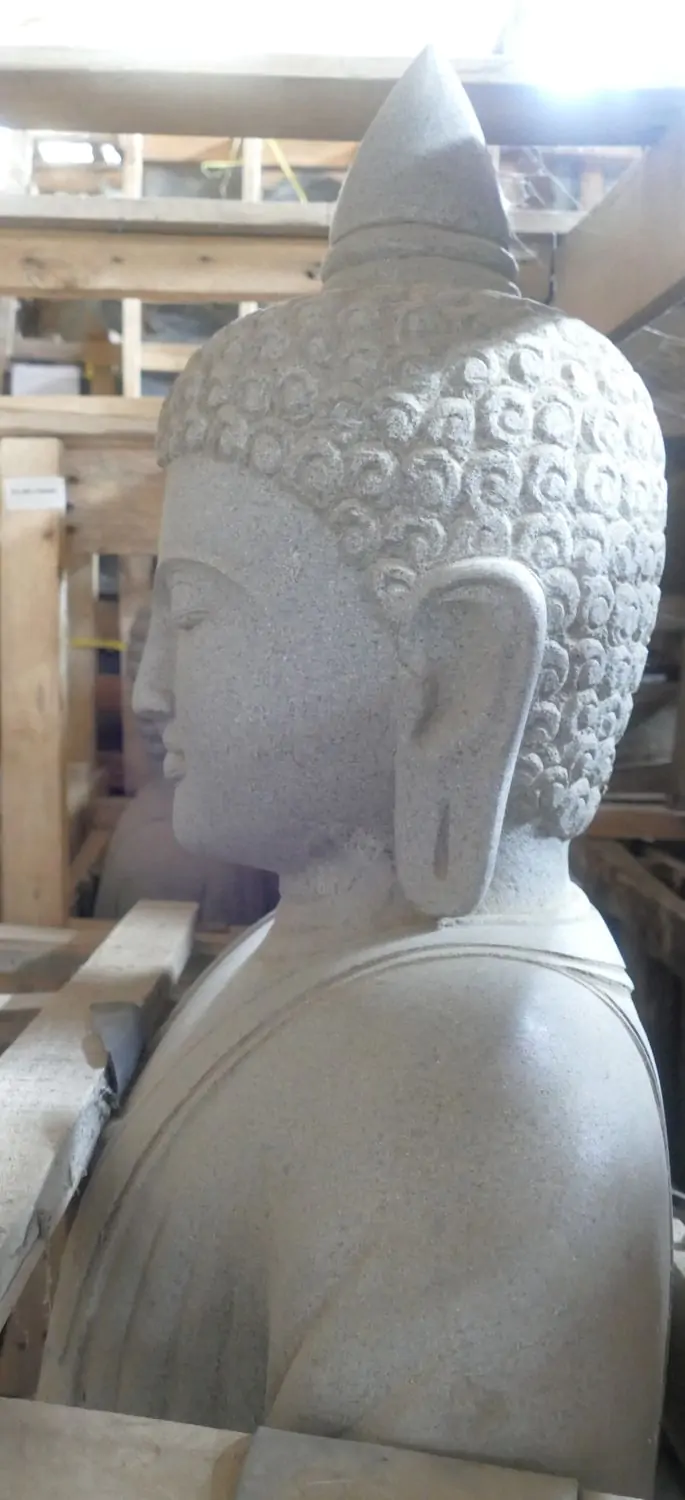  Product image 5 of the product “Seated Buddha, Thai inspired, 115cm high. Riverstone grey ”